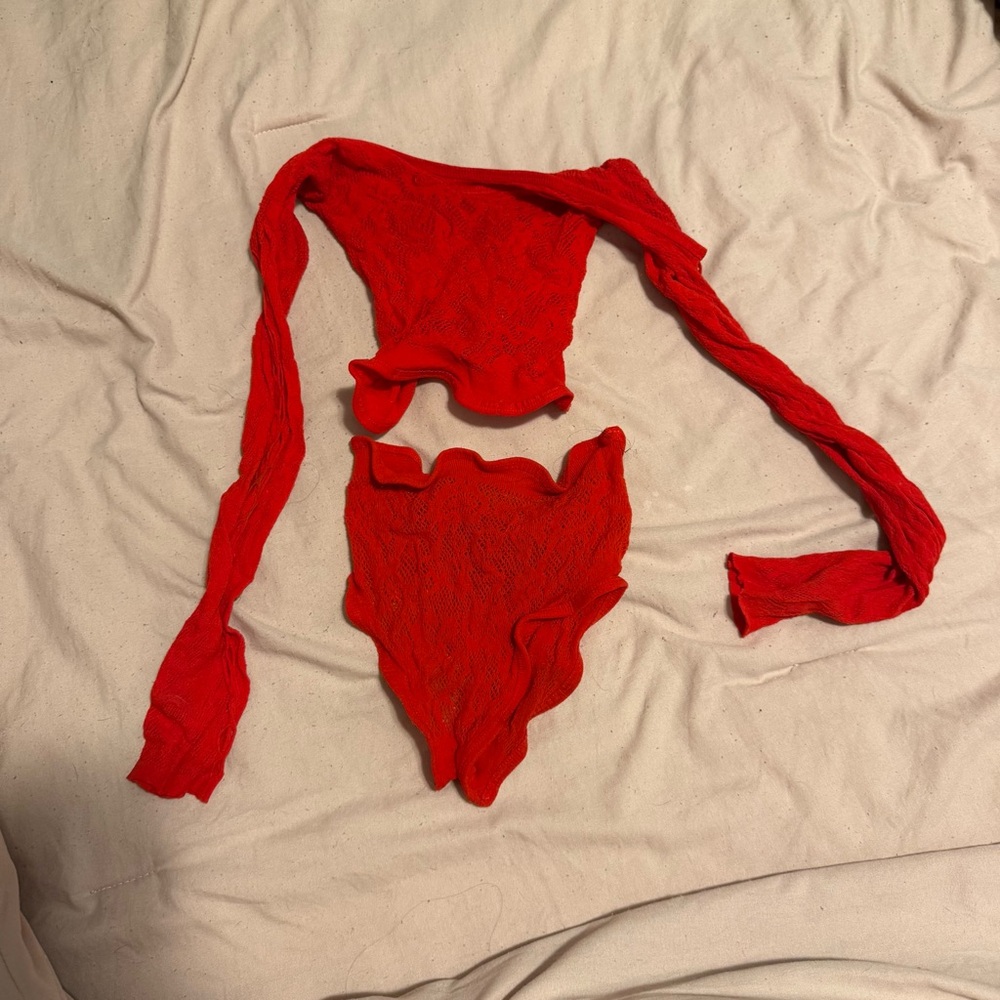 Red Two-Piece nightlife outfit